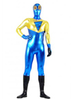 Blue and Yellow Shiny Metallic Unisex Zentai Suit